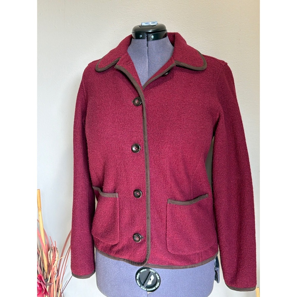 LL Bean 100% Wool Plum Purple Button Jacket Blazer Y2K Vintage Women's Small